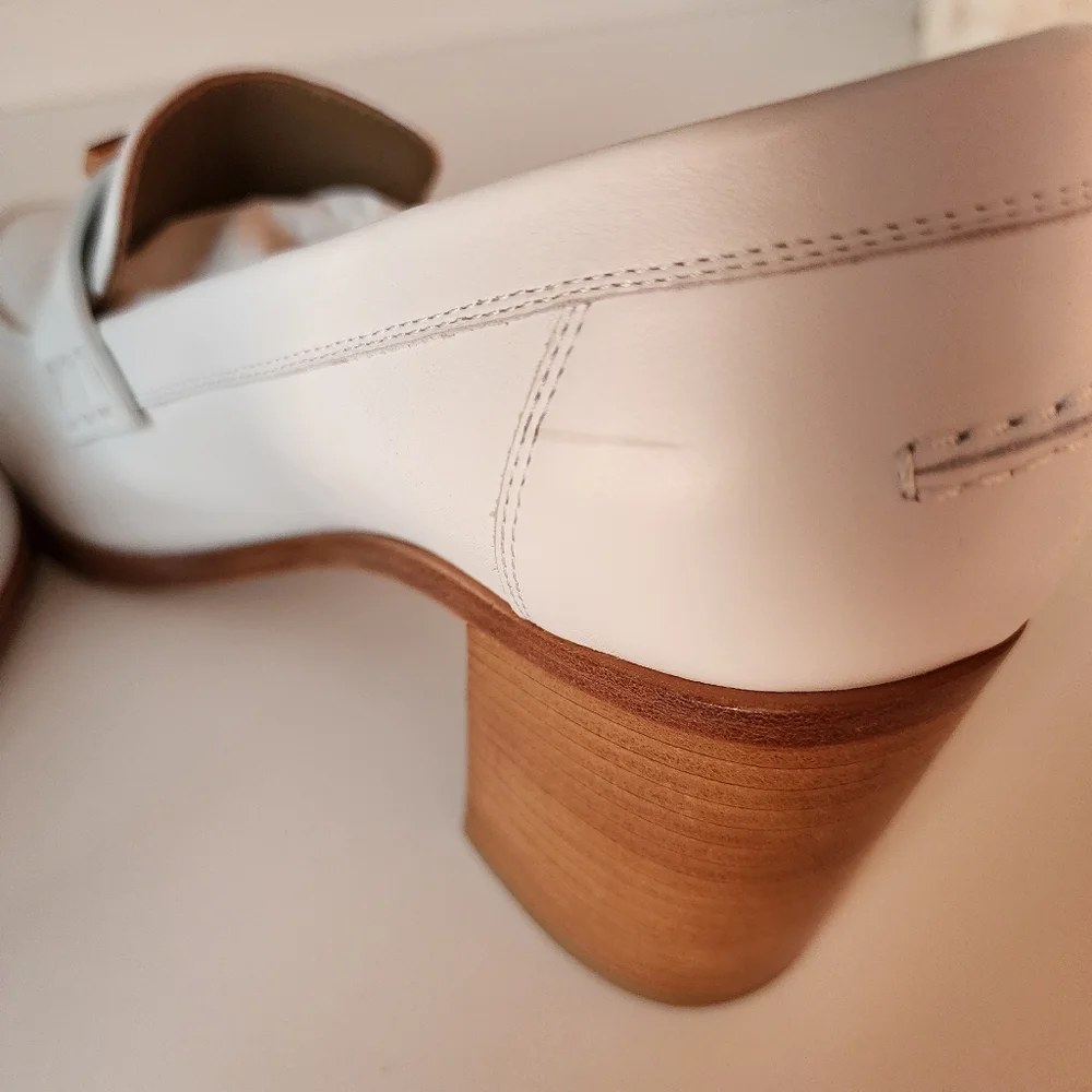 Hermès Dauphine 70 Loafer Blanc Calfskin with Rose Gold-plated Buckle sz 37.5 - Picture 11 of 16